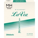 LaVoz Bb Clarinet Reeds Medium Hard Strength Box of 10